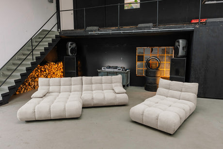 KAWOLA Sitzgruppe VIVIEN Ecksofa Drehsessel Hockerbank Feincord beige