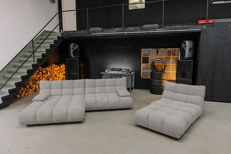 KAWOLA Sitzgruppe VIVIEN Ecksofa Drehsessel Hockerbank Feincord grau