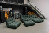 KAWOLA Sitzgruppe VIVIEN Ecksofa Drehsessel Hockerbank Feincord grün, Rechts