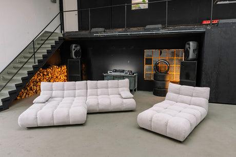 KAWOLA Sitzgruppe VIVIEN Ecksofa Drehsessel Hockerbank Feincord silber