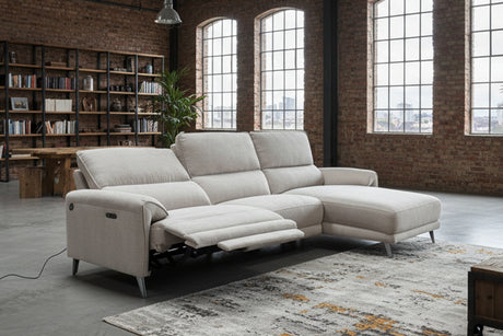 KAWOLA Sofa ADRIANA Ecksofa mit Relaxfunktion Stoff hellgrau