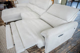 KAWOLA Sofa ADRIANA Ecksofa mit Relaxfunktion Stoff hellgrau