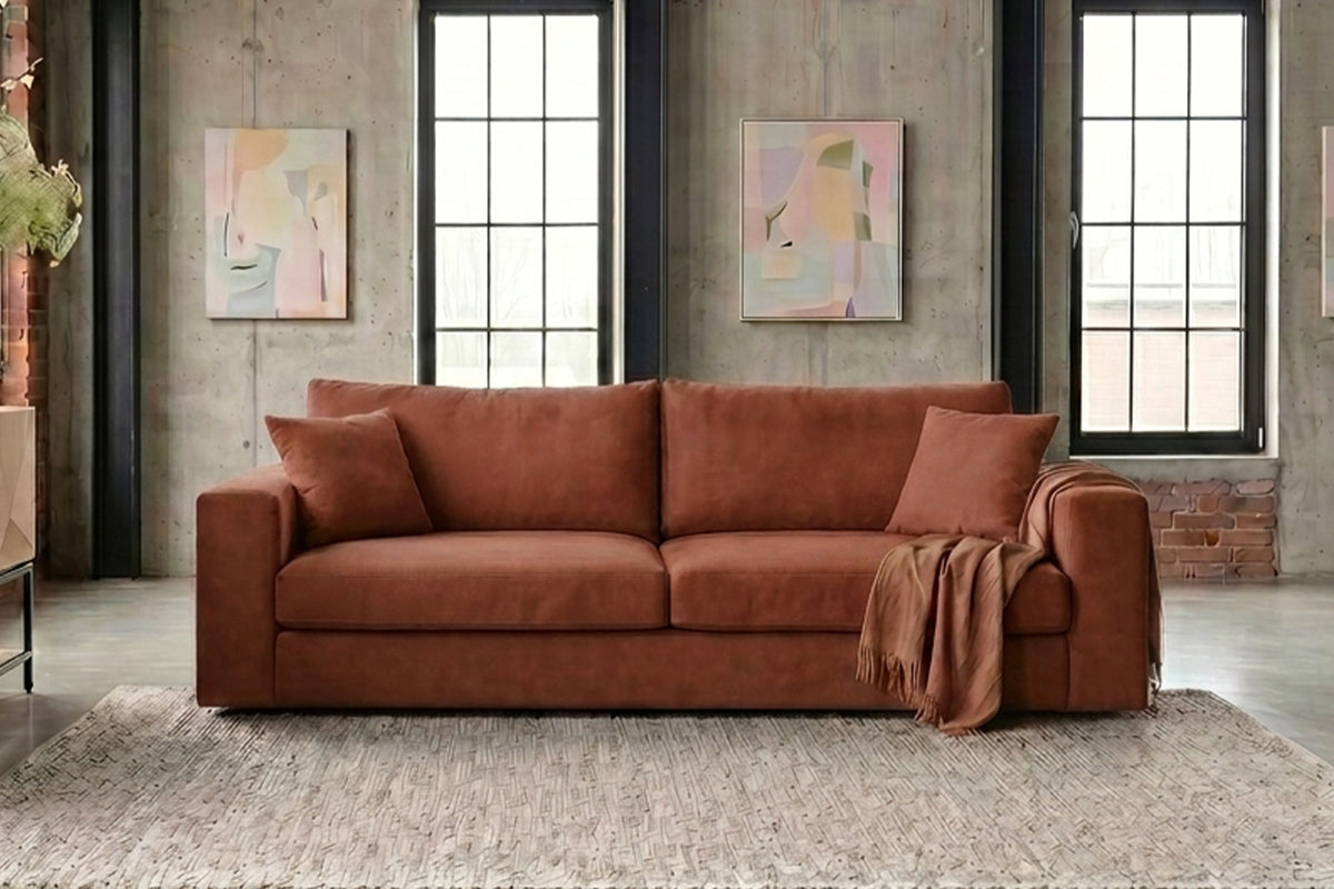 KAWOLA Sofa AMINA 3-Sitzer Stoff cognac