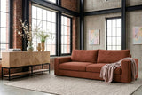 KAWOLA Sofa AMINA 3-Sitzer Stoff cognac