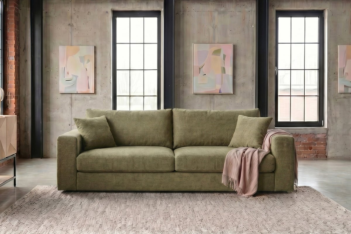 KAWOLA Sofa AMINA 3-Sitzer Stoff grün