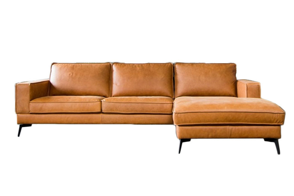 KAWOLA Sofa BLOOM Ecksofa Leder cognac