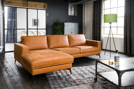KAWOLA Sofa BLOOM Ecksofa Leder cognac, Links