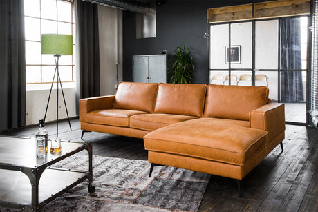 KAWOLA Sofa BLOOM Ecksofa Leder cognac, Rechts