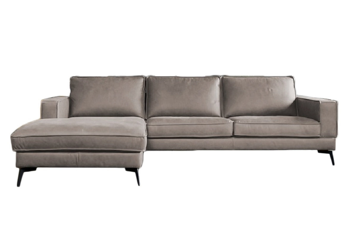KAWOLA Sofa BLOOM Ecksofa Leder hellgrau