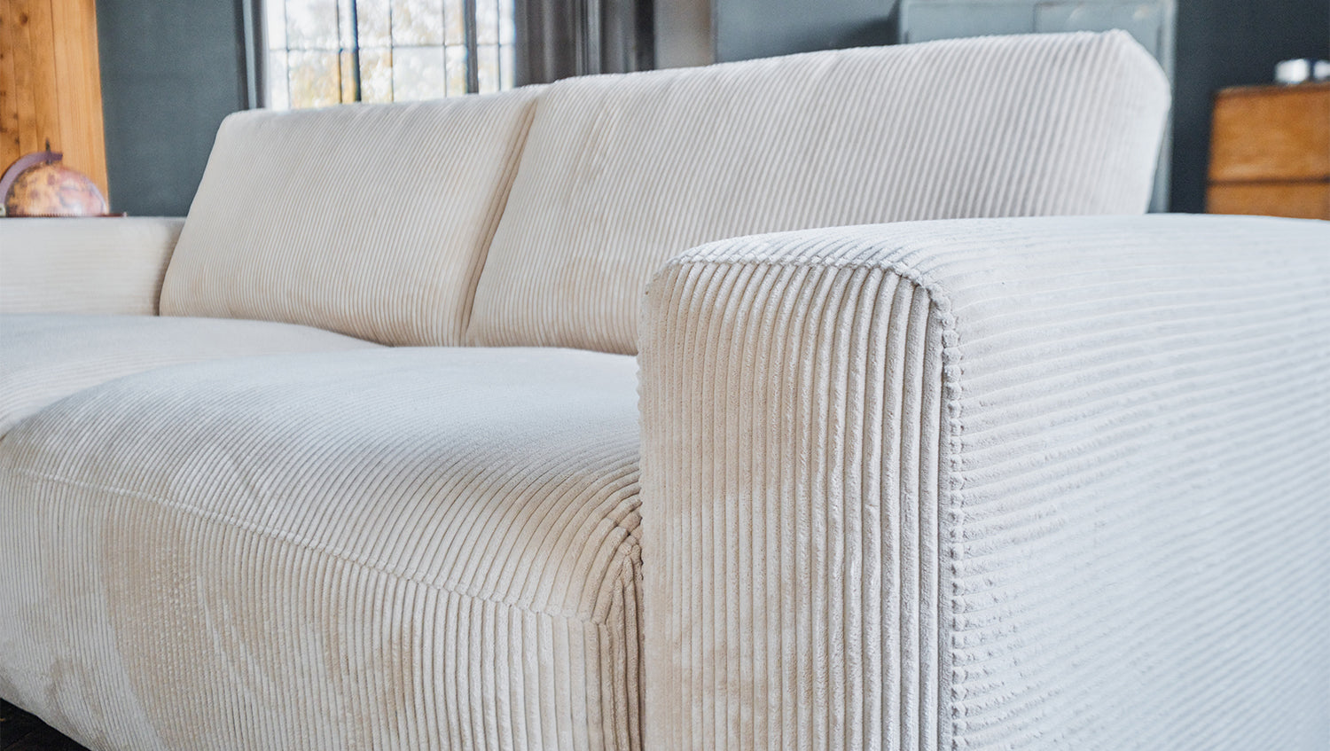 KAWOLA Sofa BODHI 3-Sitzer Cord cremeweiß