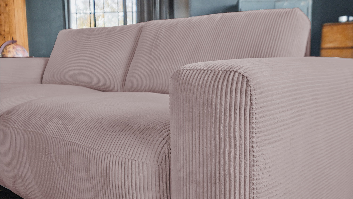 KAWOLA Sofa BODHI 3-Sitzer Cord rosa