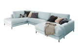 KAWOLA Sofa CARA Wohnlandschaft U-Form Cord hellblau
