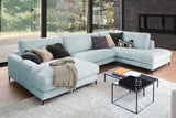 KAWOLA Sofa CARA Wohnlandschaft U-Form Cord hellblau