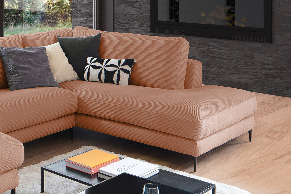 KAWOLA Sofa CARA Wohnlandschaft U-Form Cord rost