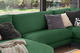 KAWOLA Sofa CARA Wohnlandschaft U-Form Cord smaragd