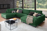 KAWOLA Sofa CARA Wohnlandschaft U-Form Cord smaragd