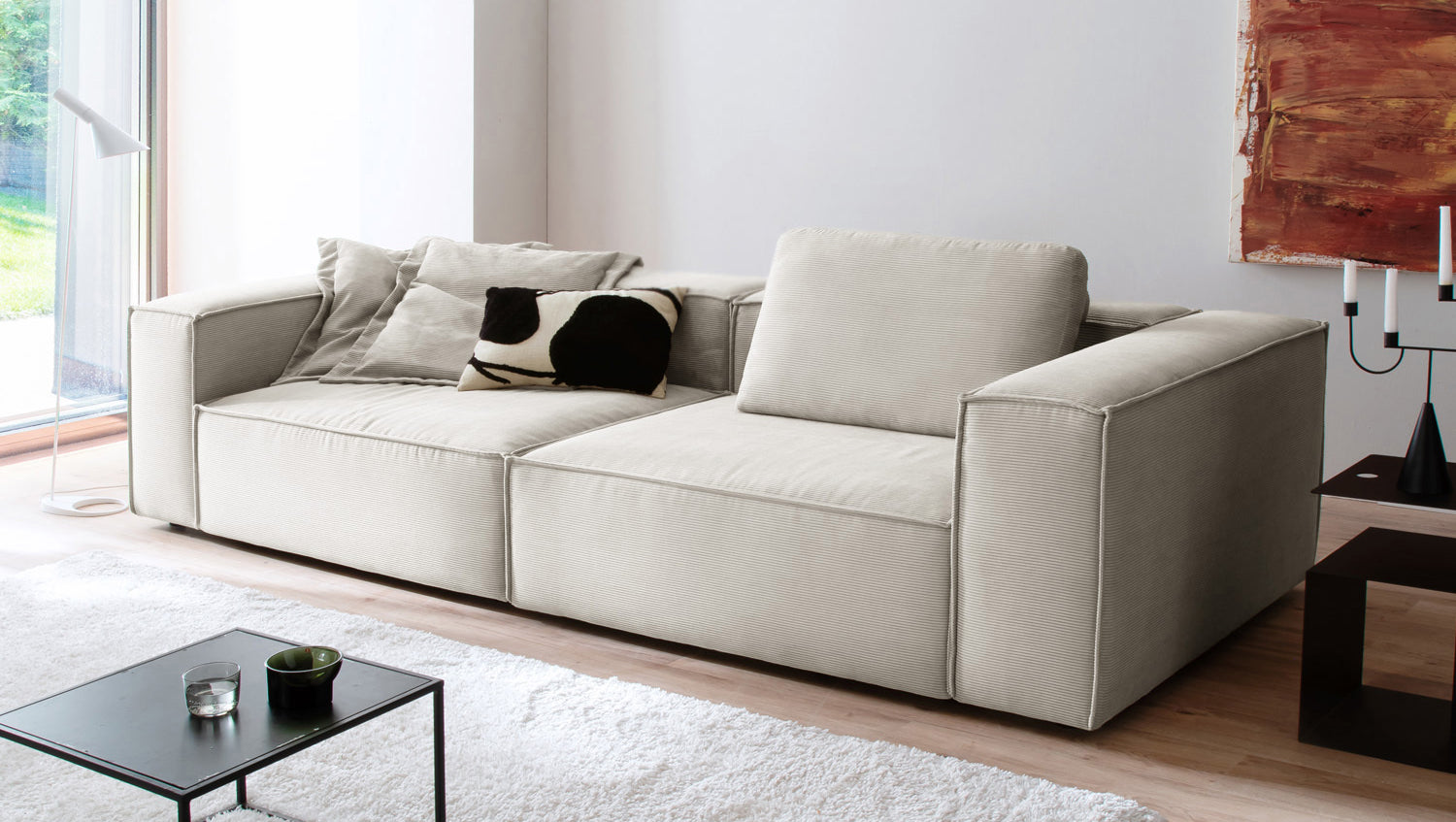 KAWOLA Sofa CARMO 3-Sitzer Feincord silber
