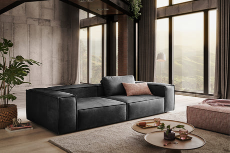 KAWOLA Sofa CARMO 3-Sitzer Leder anthrazit
