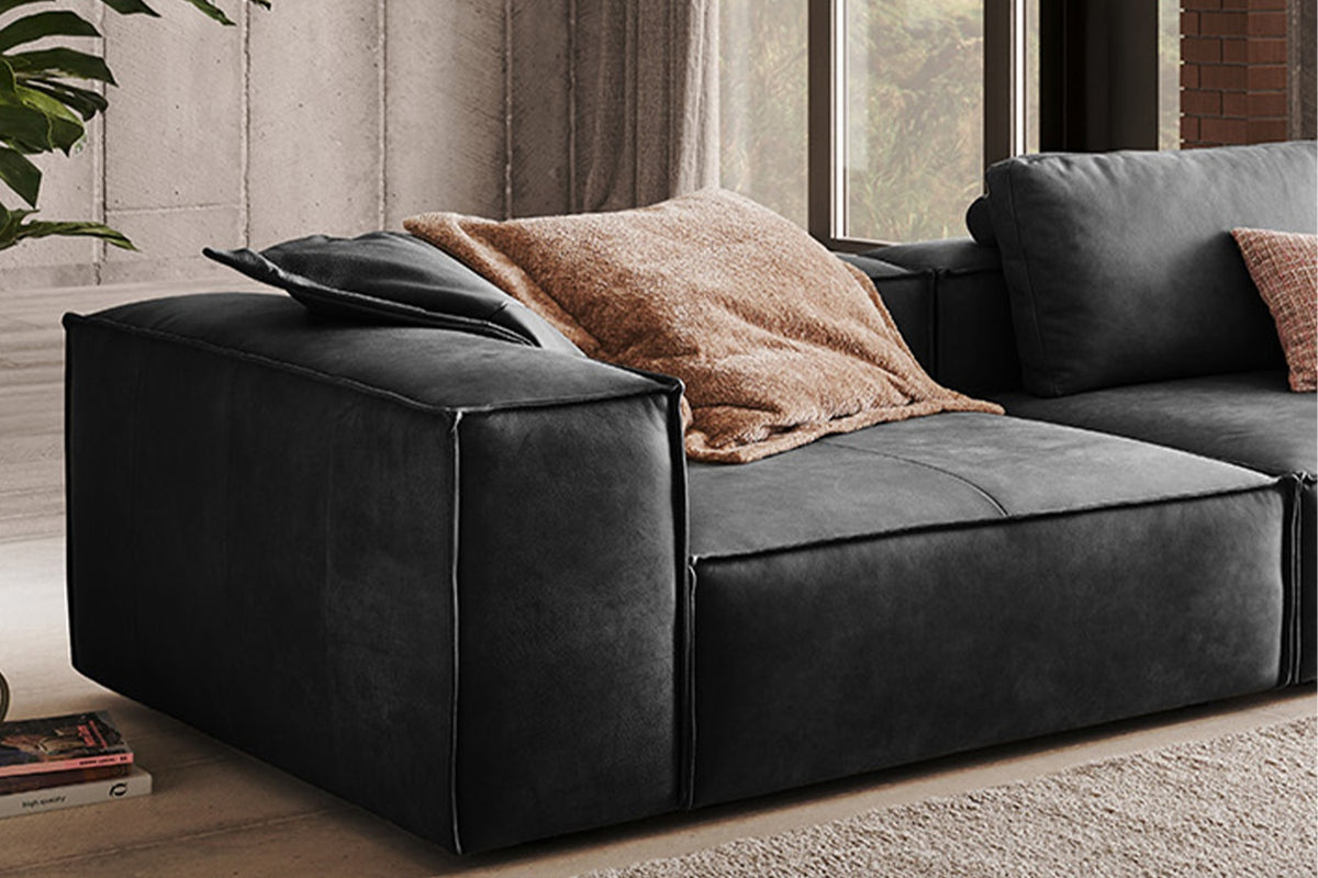 KAWOLA Sofa CARMO 3-Sitzer Leder anthrazit