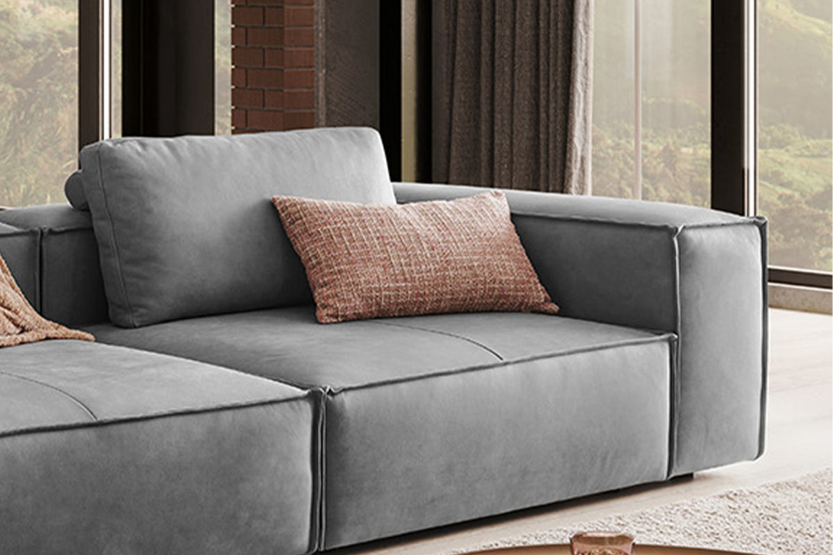 KAWOLA Sofa CARMO 3-Sitzer Leder grau
