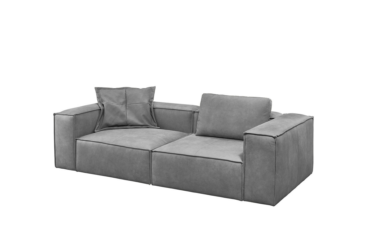 KAWOLA Sofa CARMO 3-Sitzer Leder grau