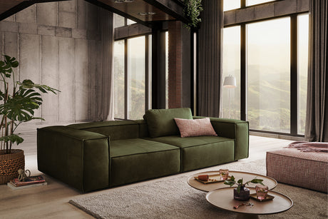 KAWOLA Sofa CARMO 3-Sitzer Leder olivgrün