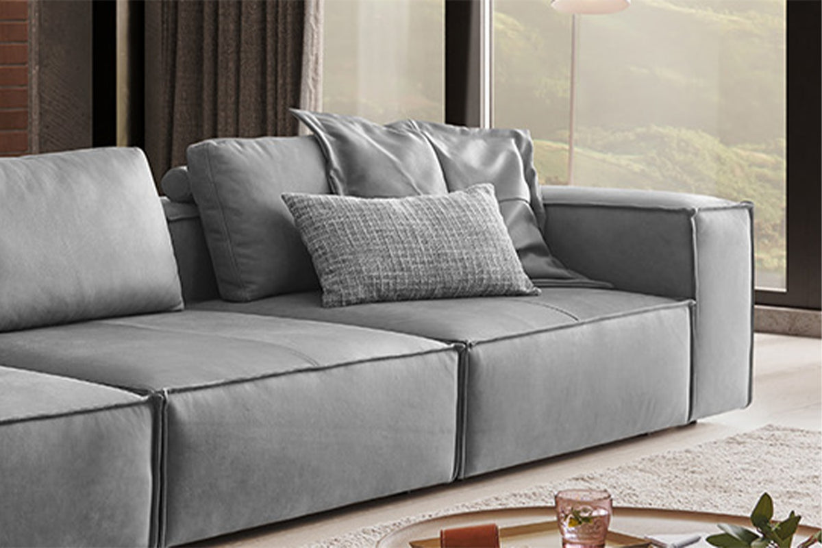 KAWOLA Sofa CARMO 4-Sitzer Leder grau