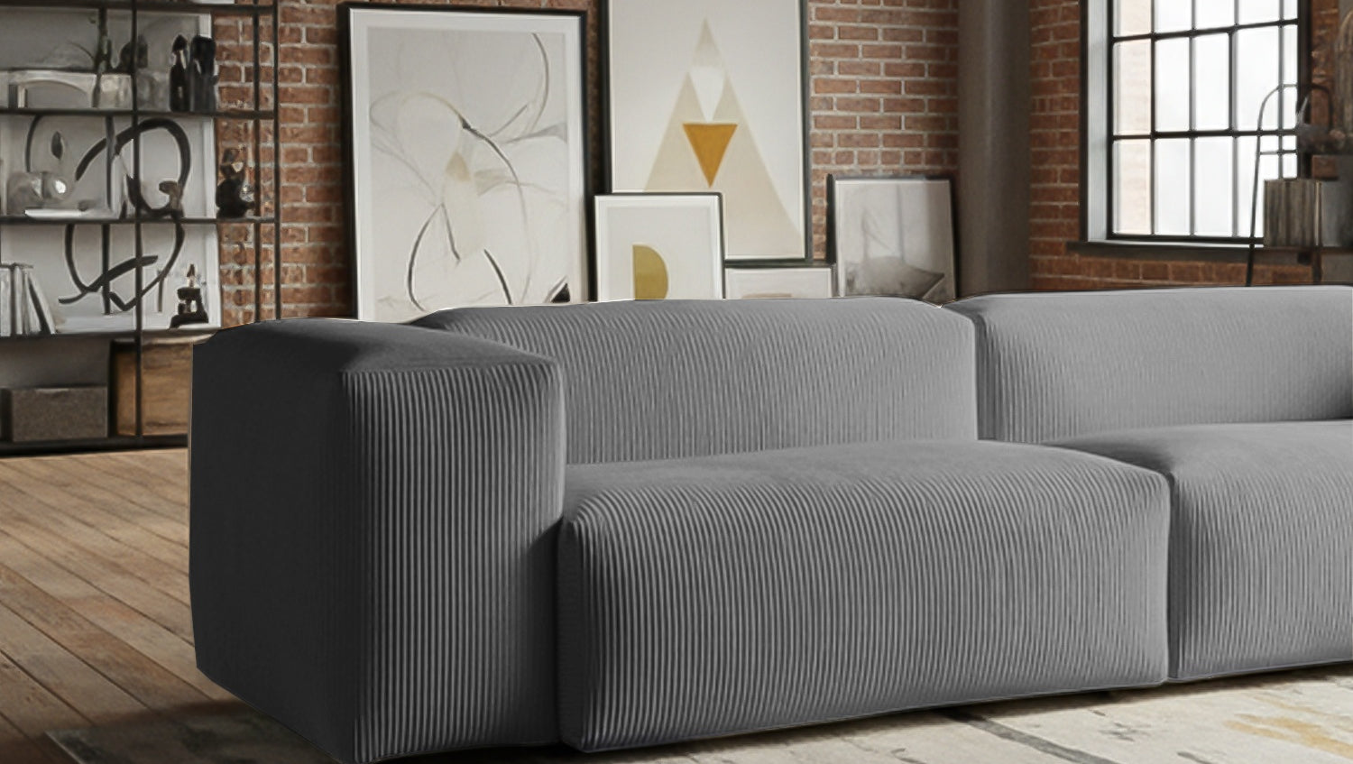 KAWOLA Sofa CELESTE 4-Sitzer Cord grau
