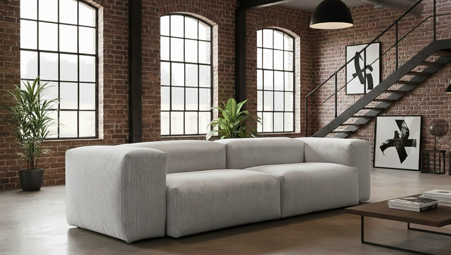 KAWOLA Sofa CELESTE 4-Sitzer Cord hellgrau