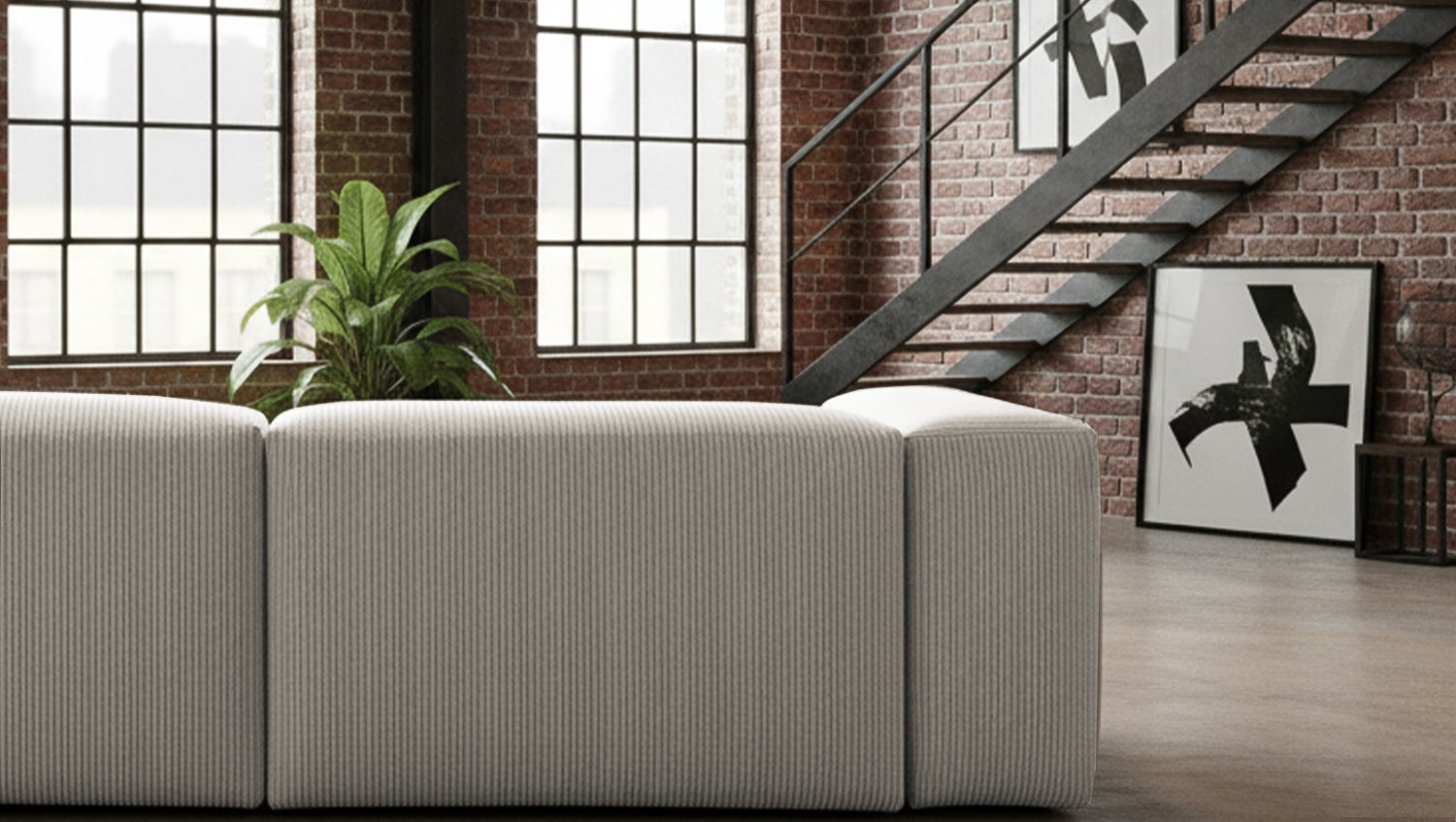 KAWOLA Sofa CELESTE 4-Sitzer Cord hellgrau
