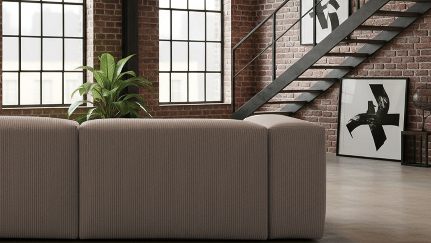 KAWOLA Sofa CELESTE 4-Sitzer Cord taupe