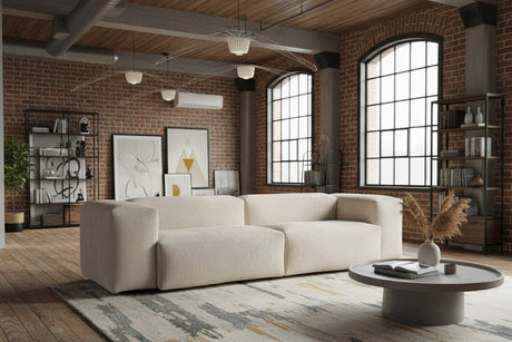 KAWOLA Sofa CELESTE 4-Sitzer mit Hocker Cord cremeweiß