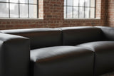 KAWOLA Sofa CELESTE 4-Sitzer mit Hocker Lederfaserstoff schwarz