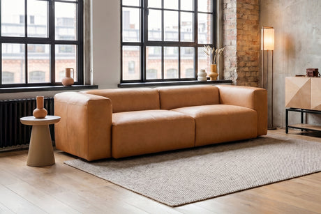 KAWOLA Sofa CELESTE 4-Sitzer Leder cognac, Ohne Zusatzausstattung
