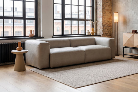 KAWOLA Sofa CELESTE 4-Sitzer Leder grau, Ohne Zusatzausstattung