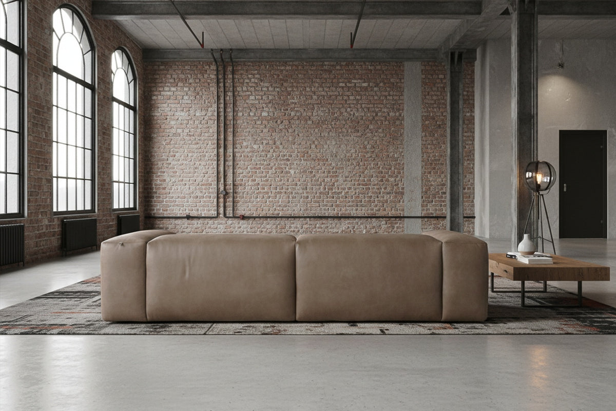 KAWOLA Sofa CELESTE 4-Sitzer Lederfaserstoff anthrazit