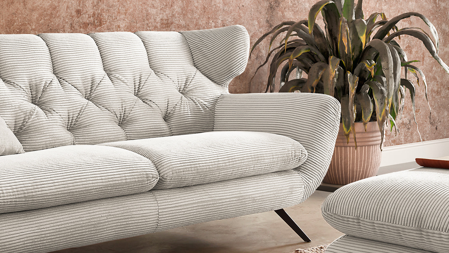 KAWOLA Sofa CHARME Cord cremeweiß