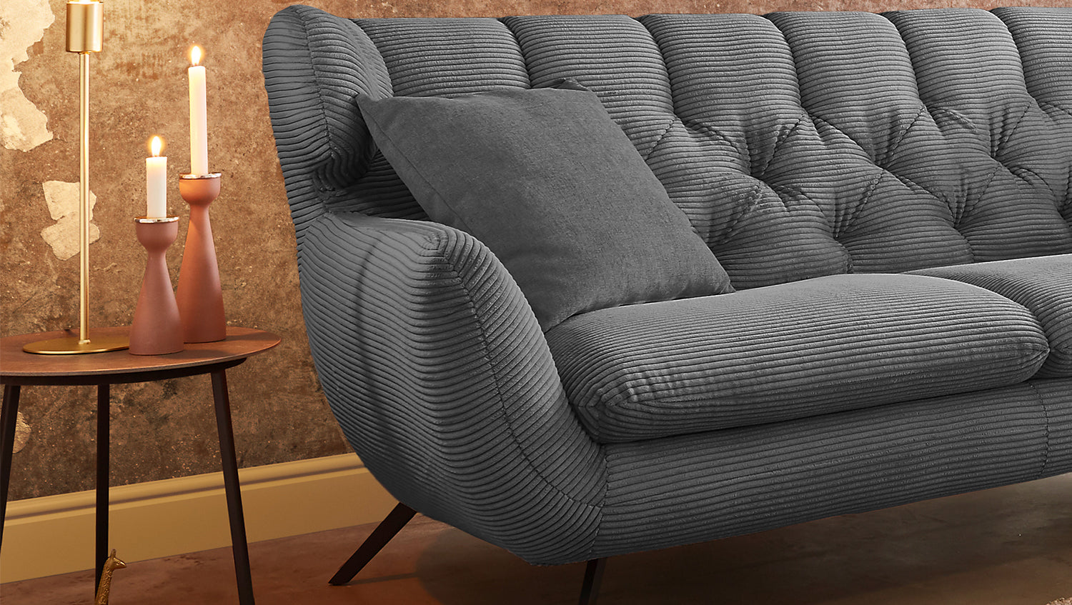 KAWOLA Sofa CHARME Cord grau