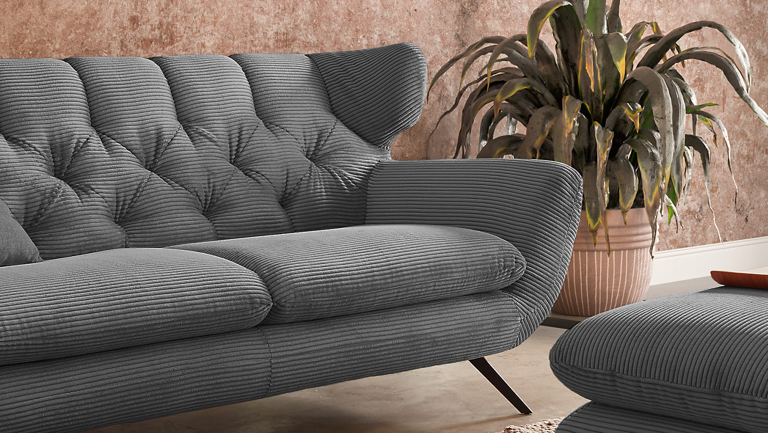 KAWOLA Sofa CHARME Cord grau