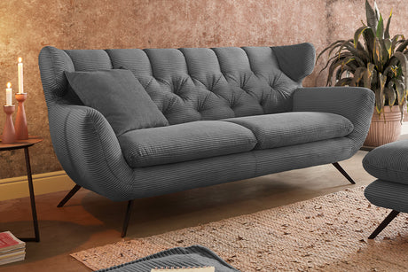 KAWOLA Sofa CHARME Cord grau, 2.5-Sitzer