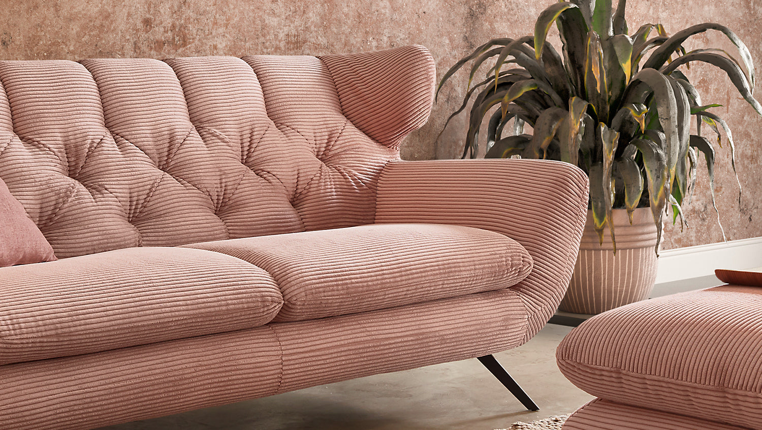 KAWOLA Sofa CHARME Cord rosa