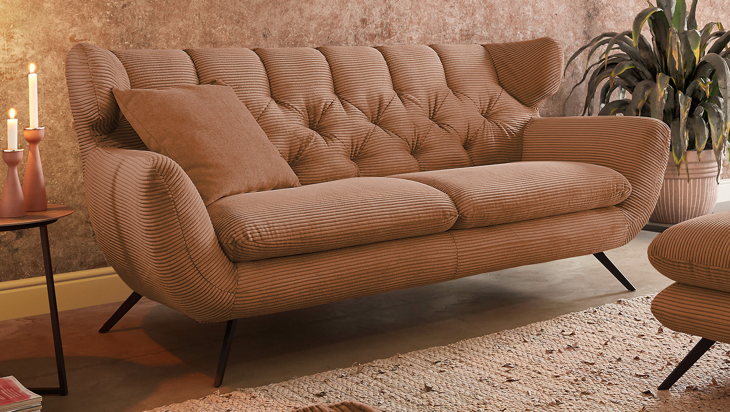 KAWOLA Sofa CHARME Cord rost, 3-Sitzer