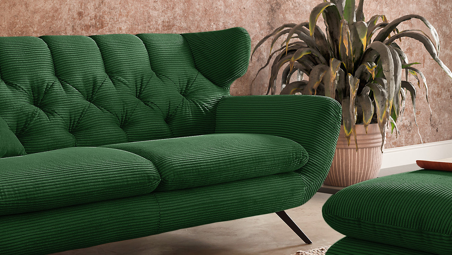 KAWOLA Sofa CHARME Cord smaragd