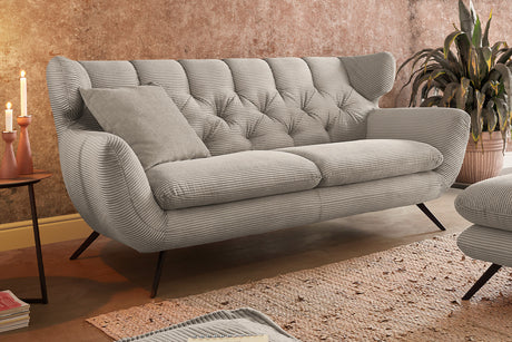 KAWOLA Sofa CHARME Cord steingrau, 2-Sitzer