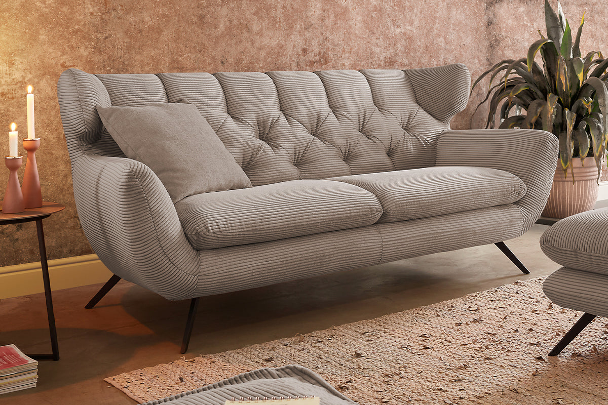 KAWOLA Sofa CHARME Cord taupe, 2-Sitzer