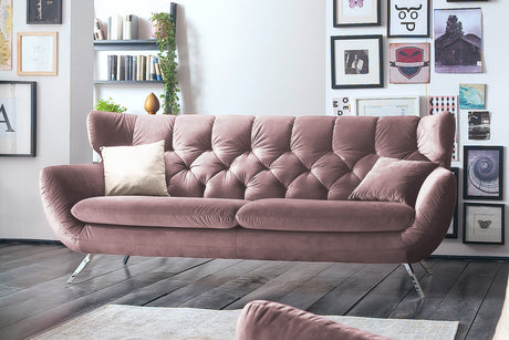 KAWOLA Sofa CHARME Velvet roségrau, 3-Sitzer
