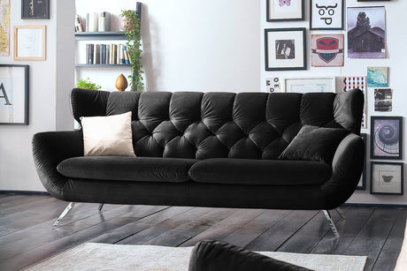 KAWOLA Sofa CHARME Velvet schwarz, 2.5-Sitzer