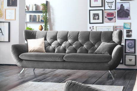 KAWOLA Sofa CHARME Velvet stone, 2.5-Sitzer