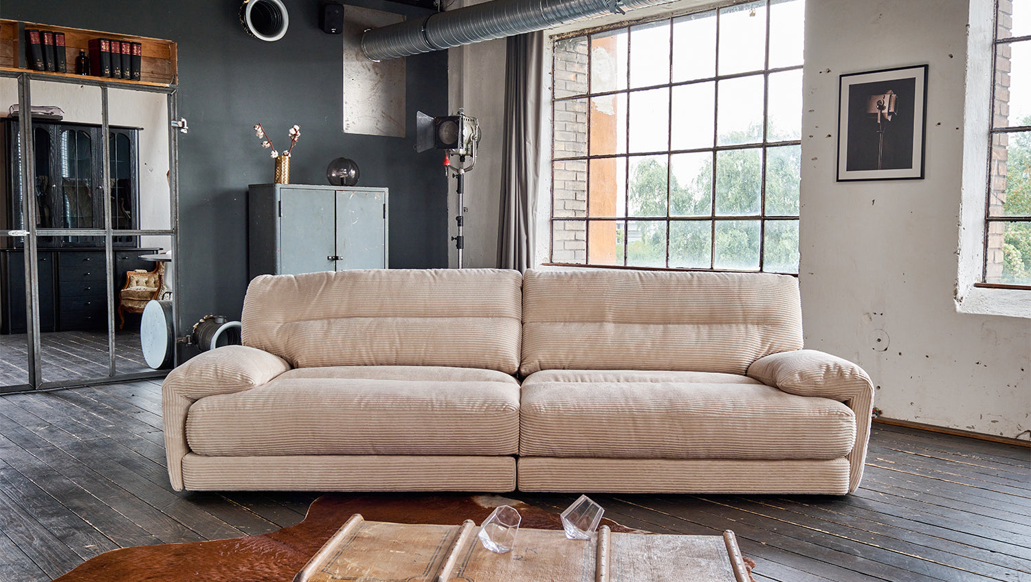 KAWOLA Sofa CINE XXL-Sofa 3-Sitzer Cord braun