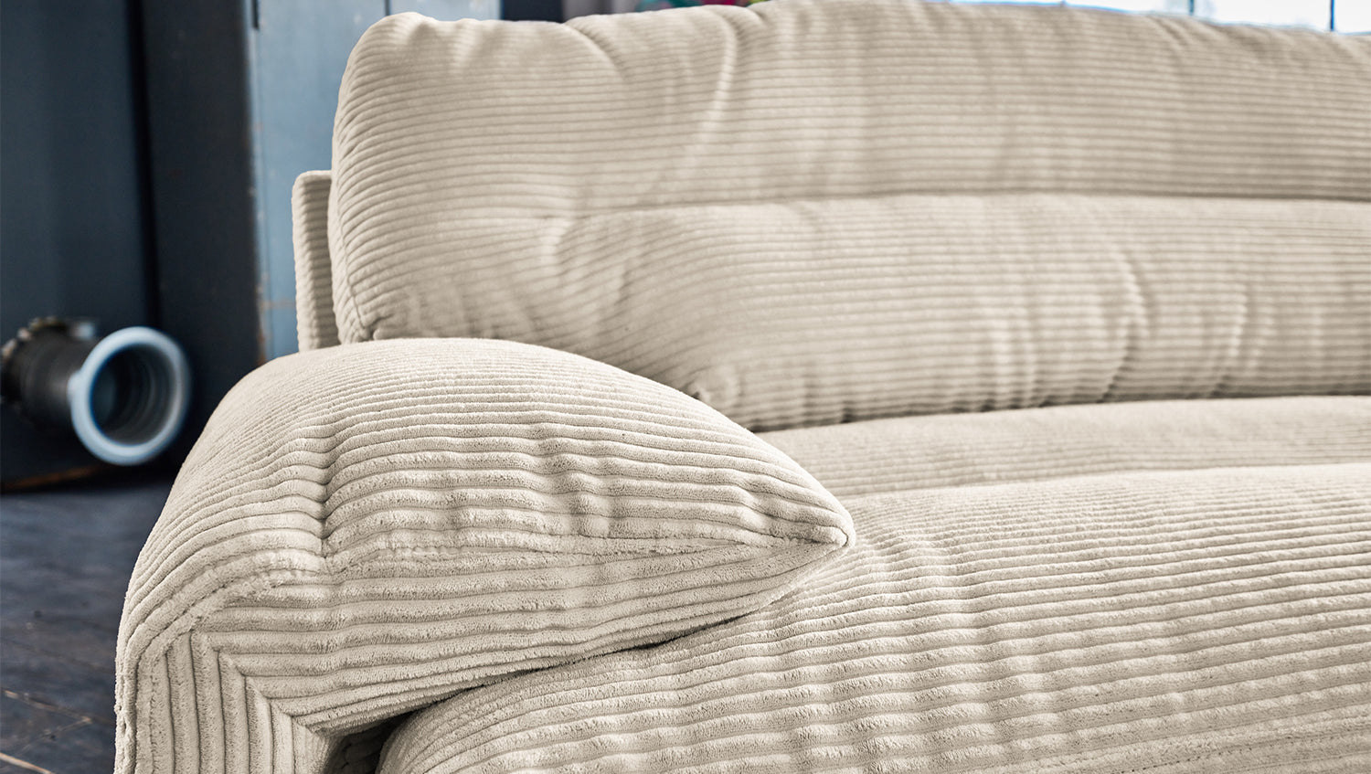 KAWOLA Sofa CINE XXL-Sofa 3-Sitzer Cord cremeweiß